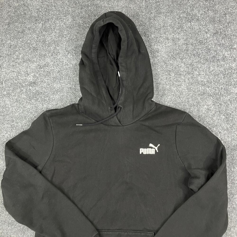 Puma Hoodie Womens L Black Pullover Fleece Long Sleeve Athletic Sweatshirt